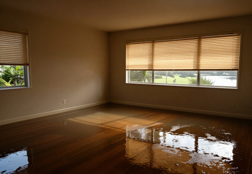 Water-damaged office space in Bexley before drying
